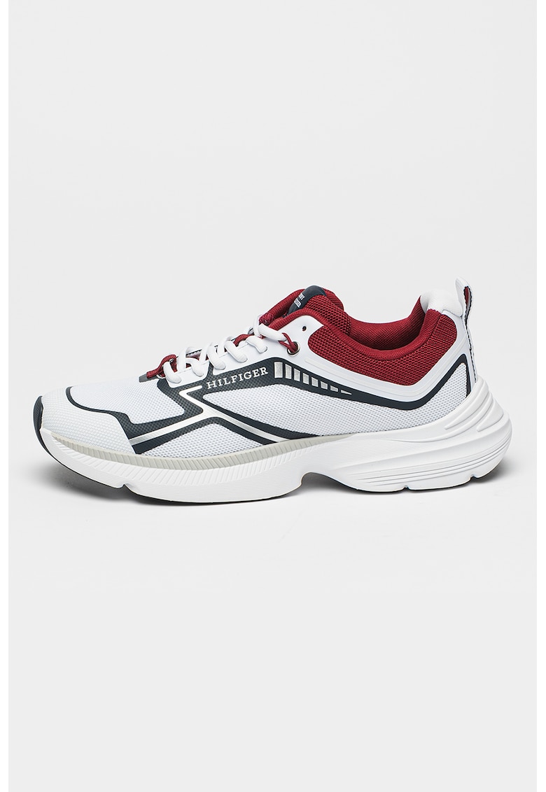 Pantofi sport cu insertii din plasa - Negru/Alb optic