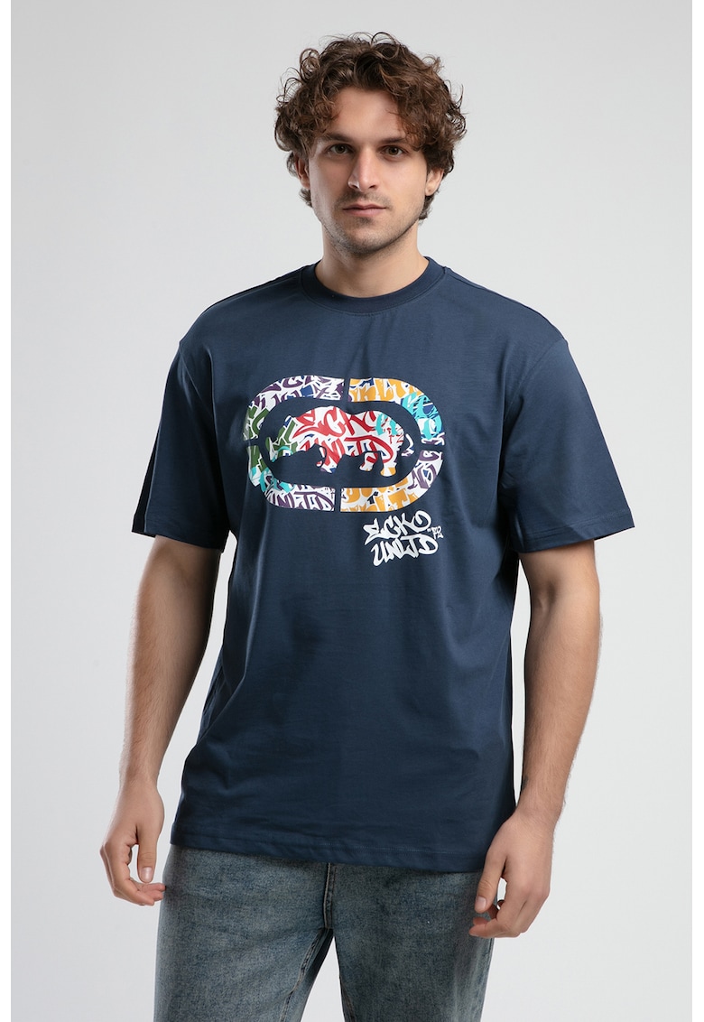 Tricou cu imprimeu logo Kingston - Rosu/Alb/Bleumarin