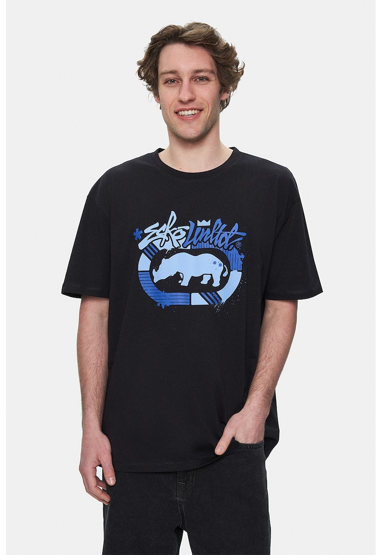 Tricou din bumbac Rhett - Negru/Albastru
