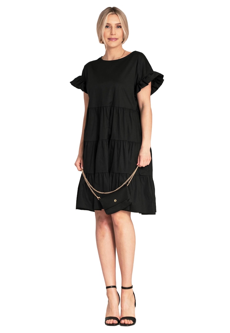Rochie de vara - M1182 - volane - neagra - bumbac -