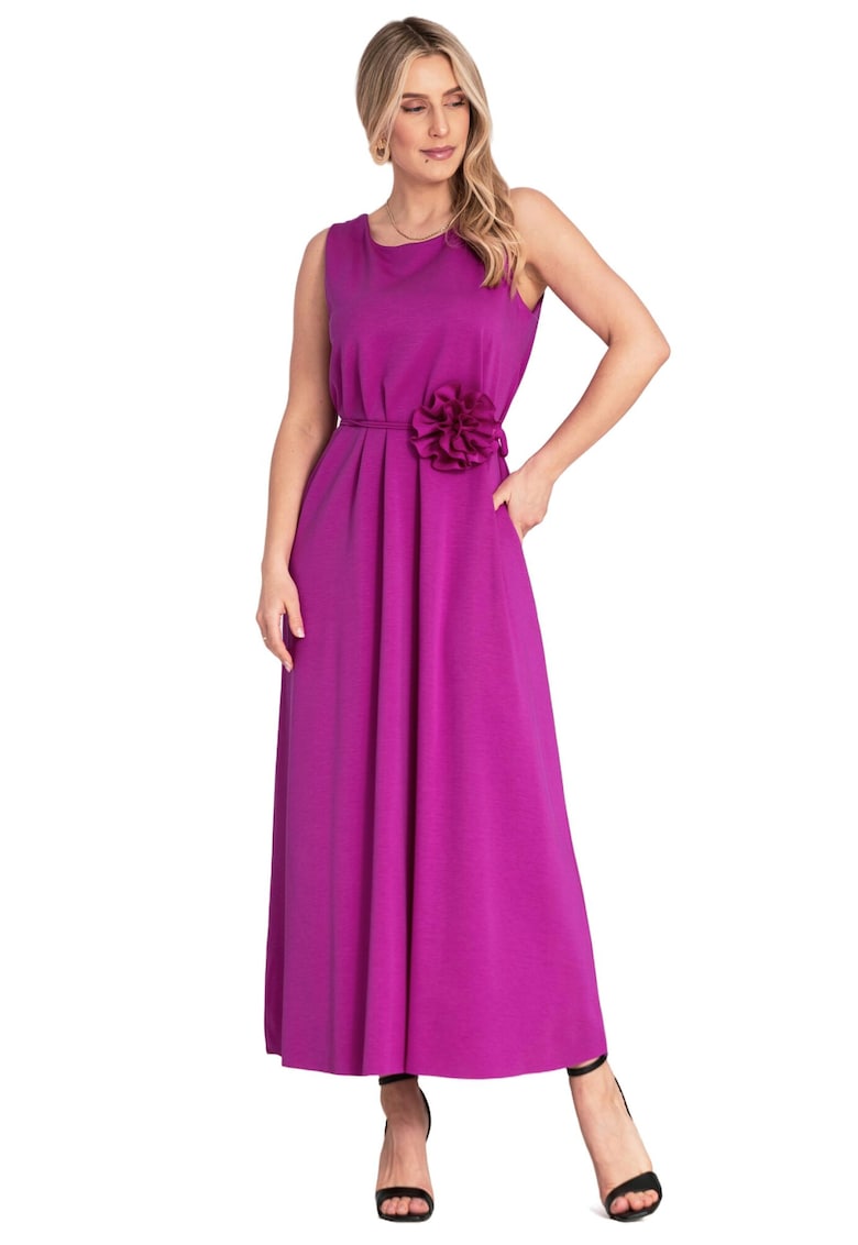 Rochie eleganta fara maneci - fucsia - poliester/spandex/viscoza -