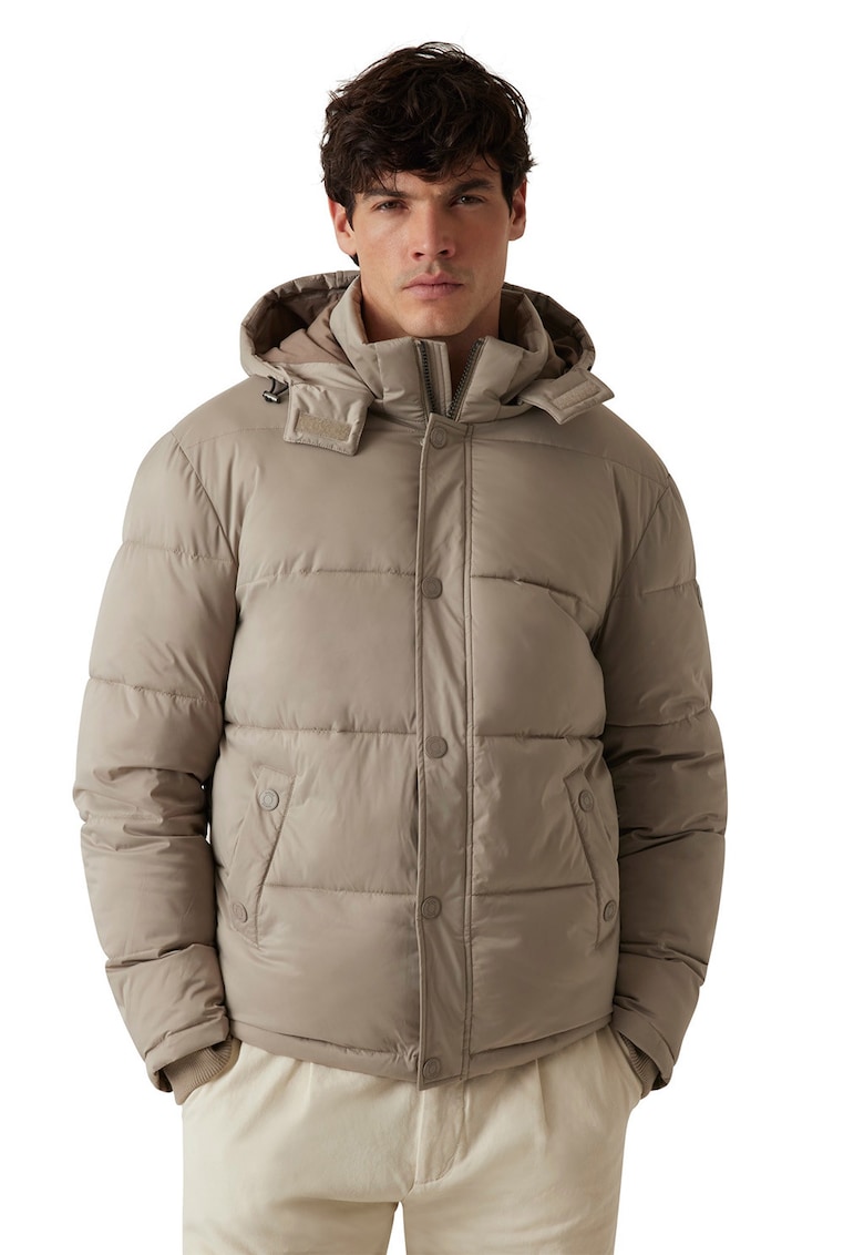 Geaca cu vatelina si gluga - Maro nisip