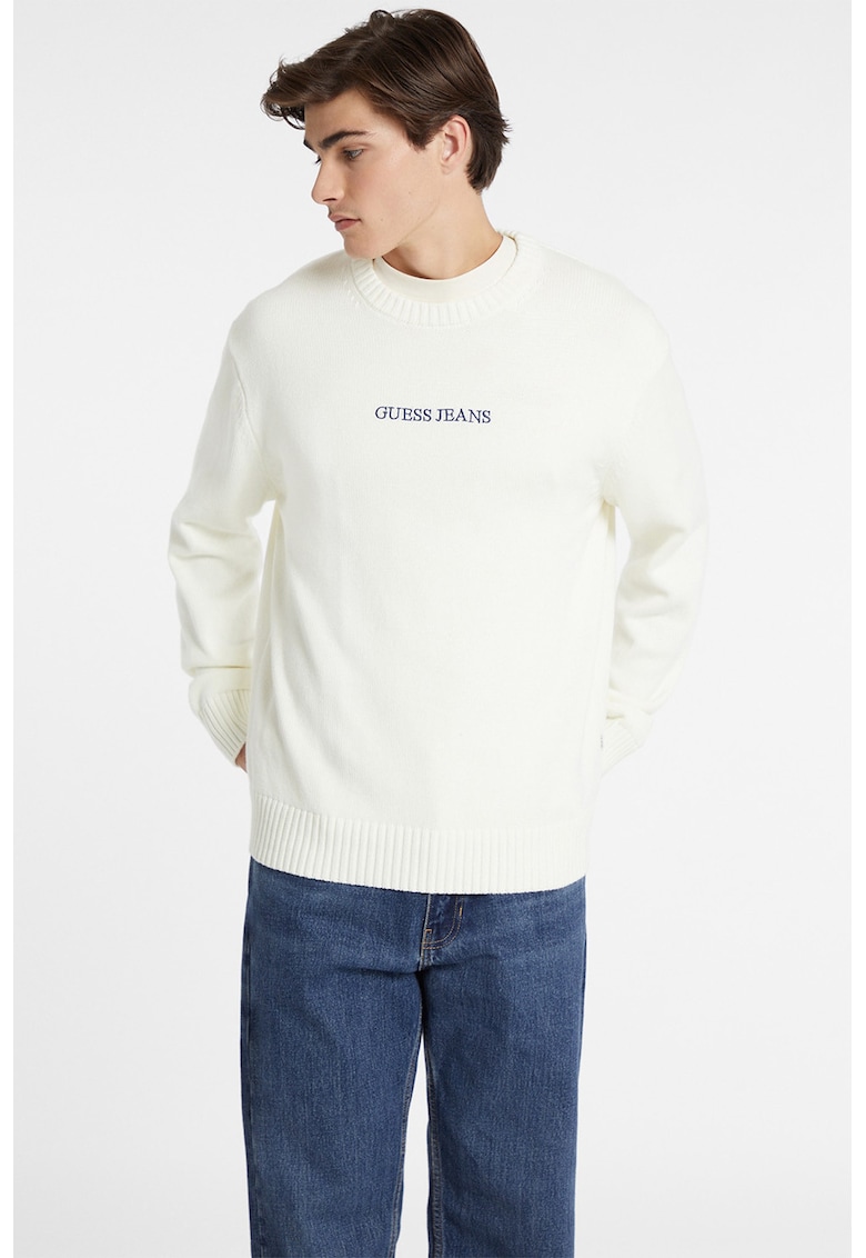 Pulover de bumbac cu broderie logo Pulover de bumbac cu broderie logo