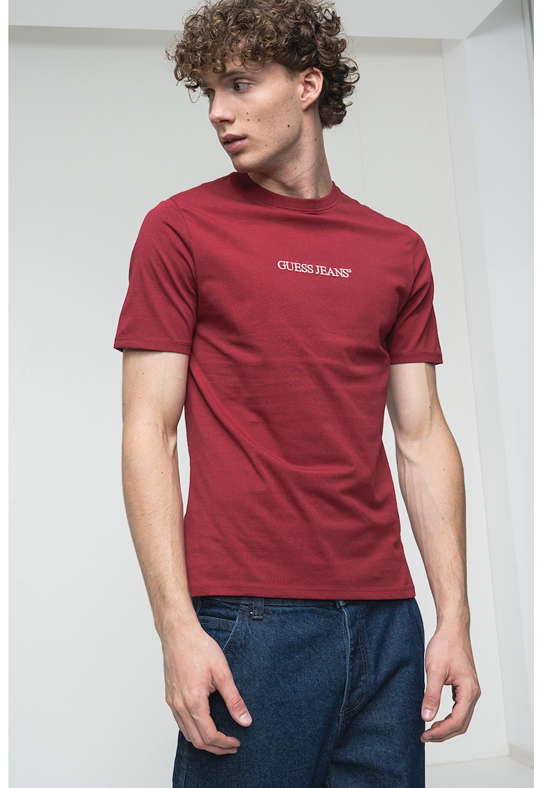Tricou din bumbac cu imprimeu logo - Rosu inchis