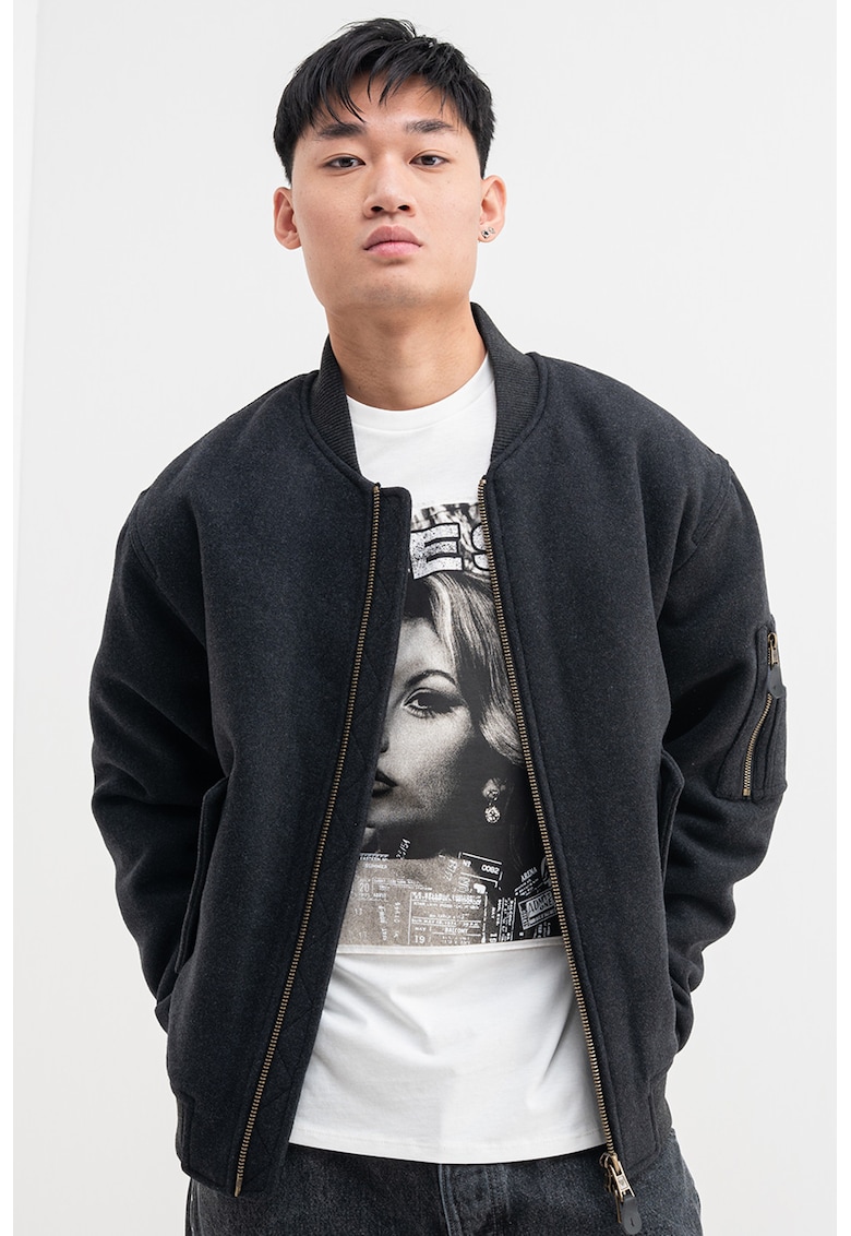 Jacheta din amestec de lana cu buzunare