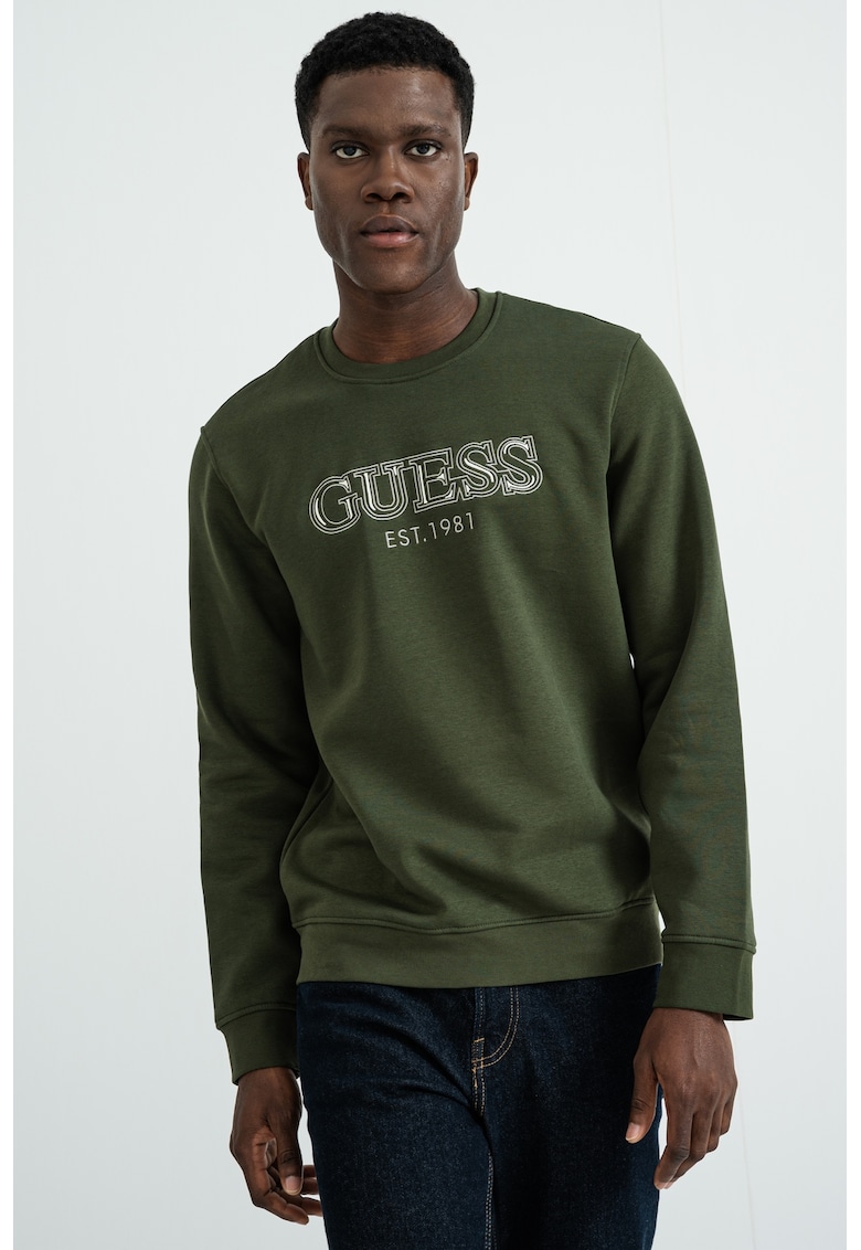 Bluza de trening cu logo brodat - Verde aquamarin/Alb murdar