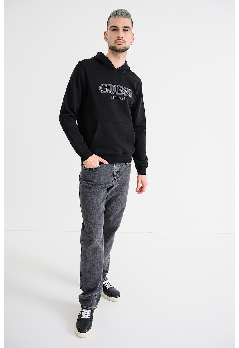 Hanorac cu logo brodat - Negru