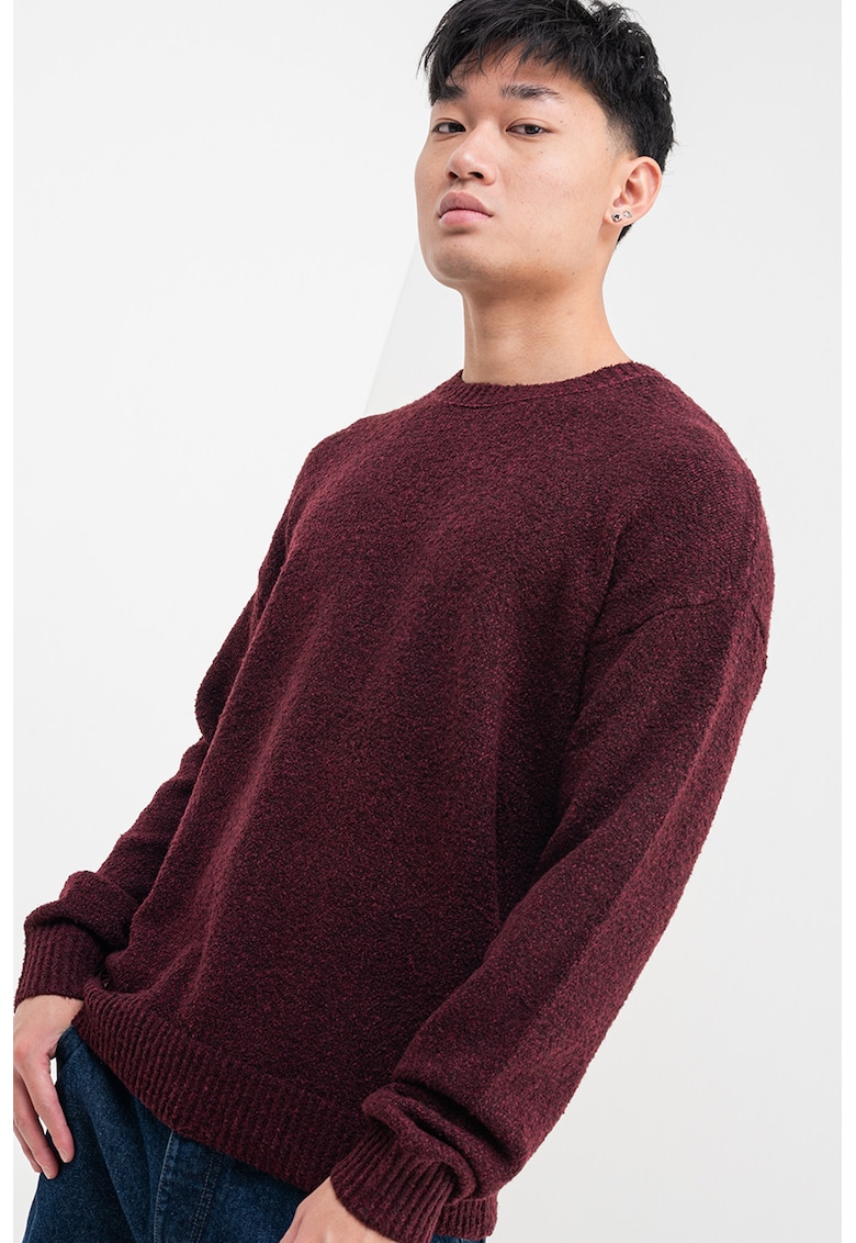 Pulover din amestec de bumbac cu decolteu la baza gatului Pulover din amestec de bumbac cu decolteu la baza gatului