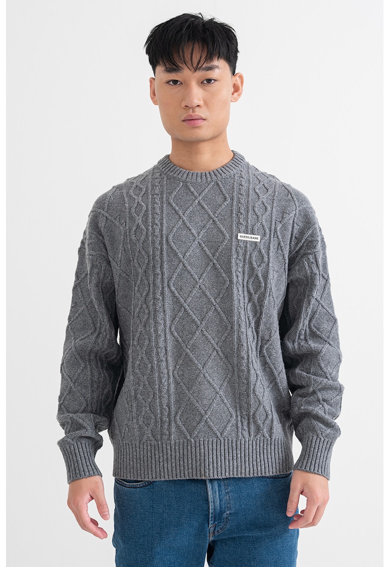 Pulover din amestec de lana cu torsade