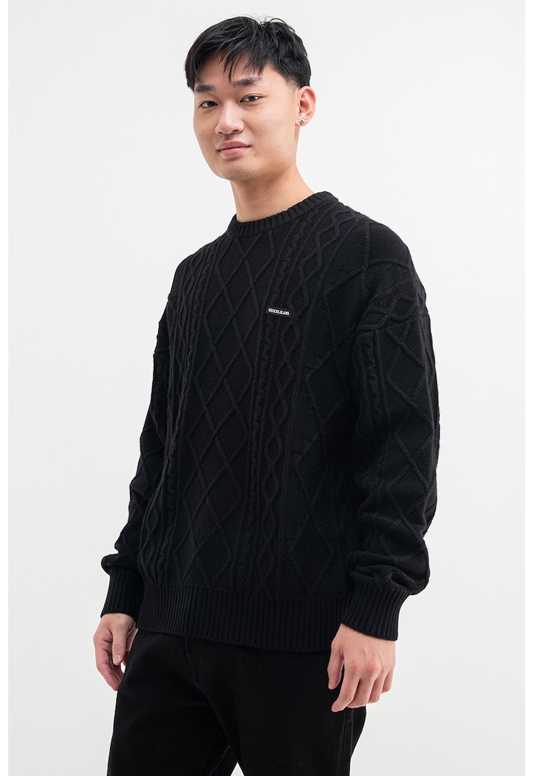 Pulover din amestec de lana cu torsade