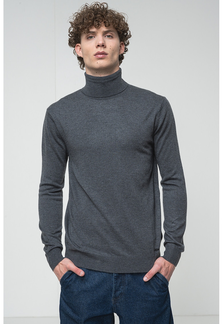 Pulover din amestec de lana cu guler inalt