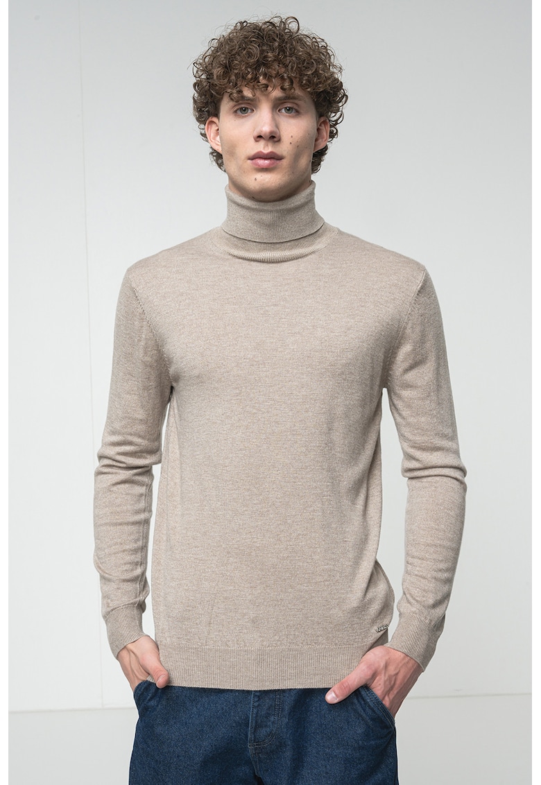 Pulover din amestec de lana cu guler inalt