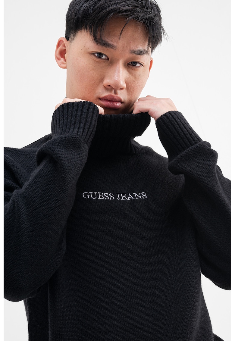 GUESS - Pulover din amestec de lana cu guler inalt