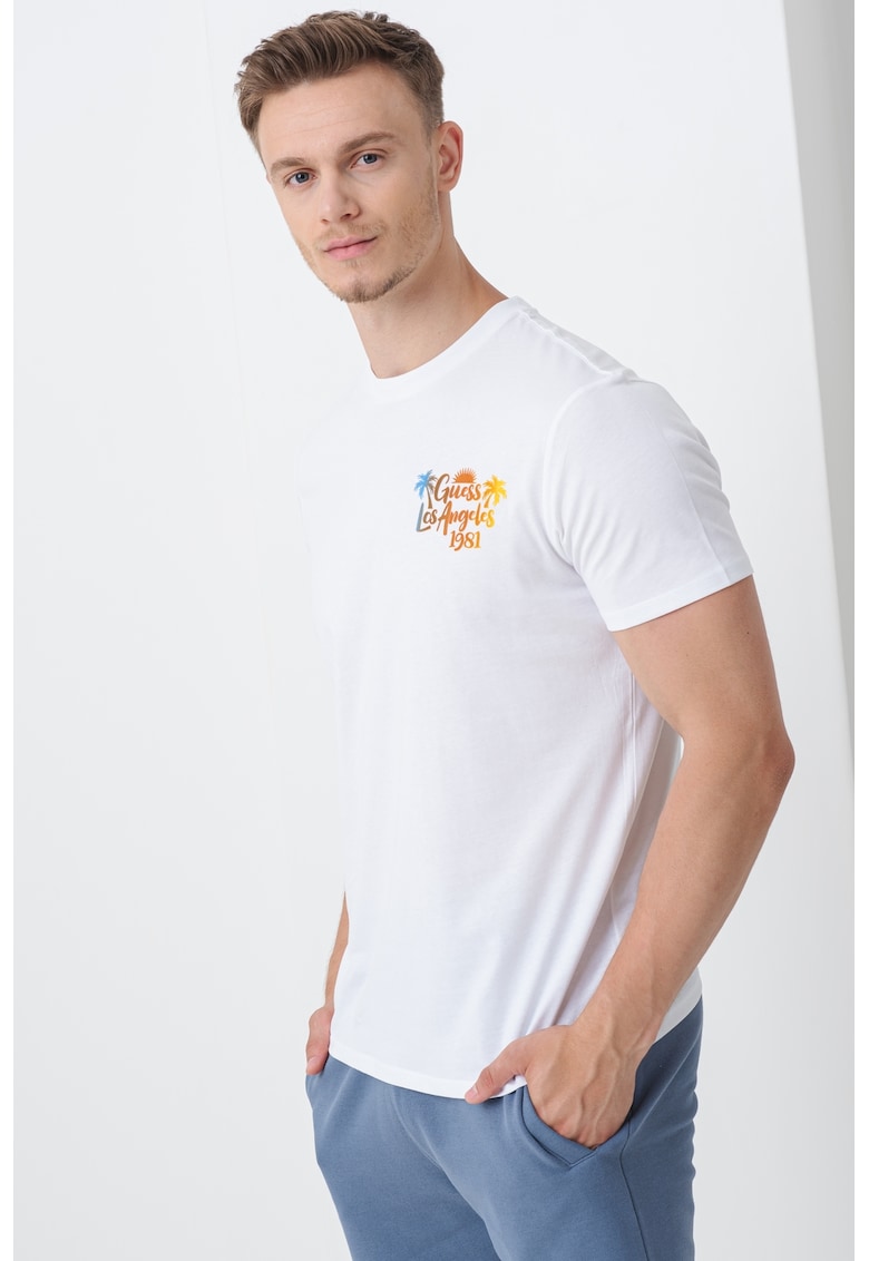 Tricou de bumbac cu logo si imprimeu grafic