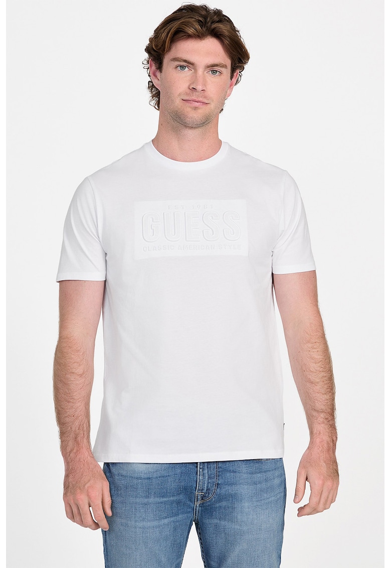 Tricou cu decolteu la baza gatului si imprimeu logo