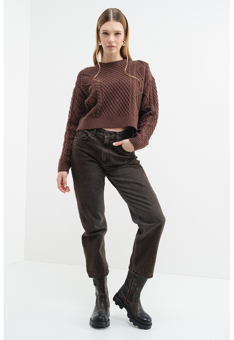 Pulover din amestec de lana cu model torsade