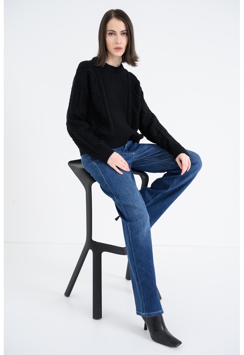 Pulover din amestec de lana cu model torsade