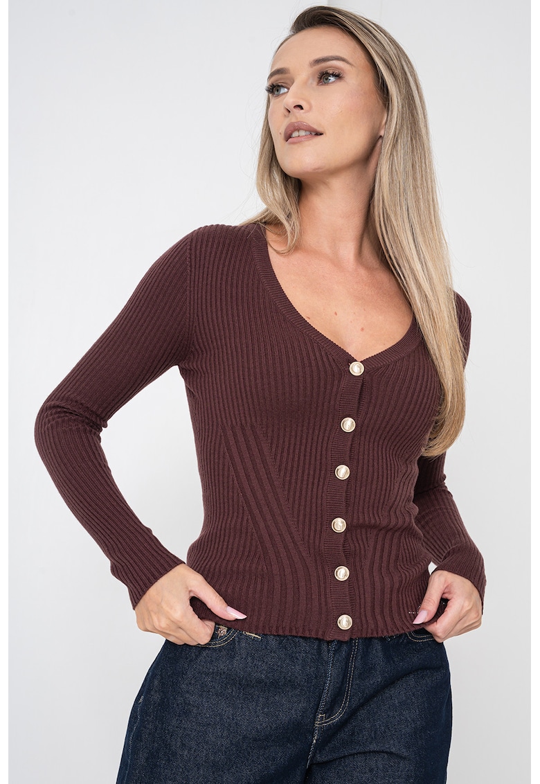 Cardigan cambrat din amestec de casmir si matase