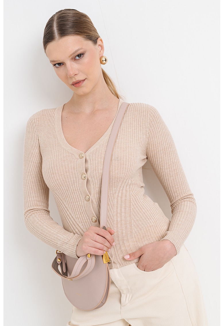 Cardigan cambrat din amestec de casmir si matase