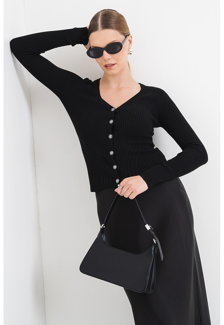 Cardigan cambrat din amestec de casmir si matase