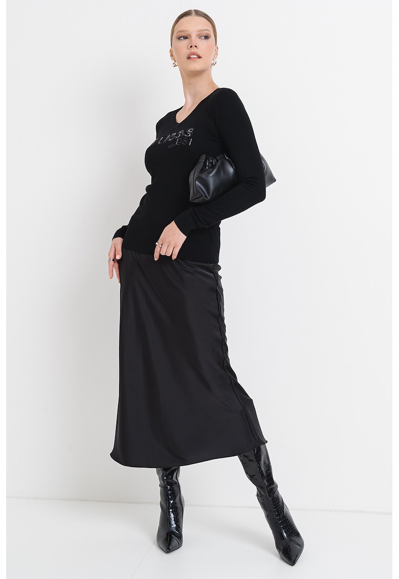 Pulover cu broderie logo si strasuri