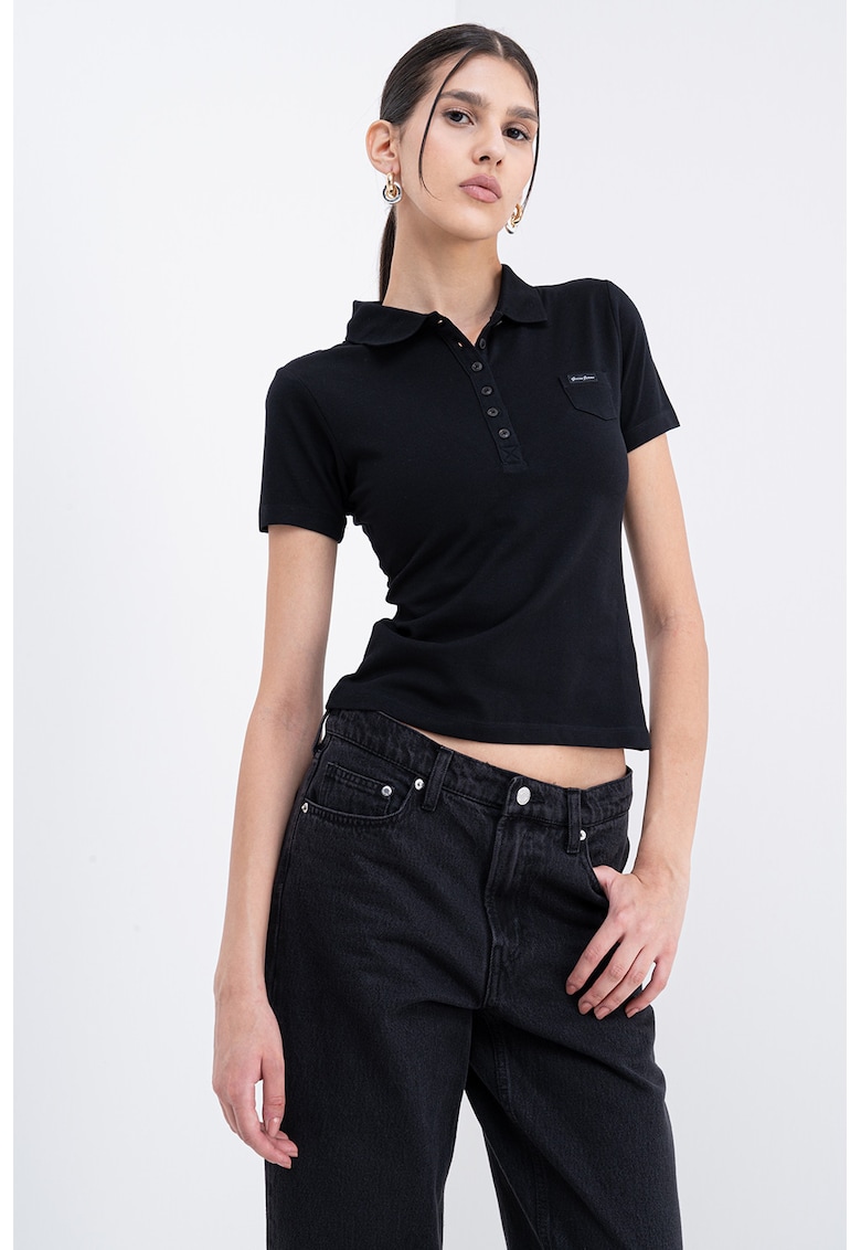 Tricou polo cu buzunar mic pe piept