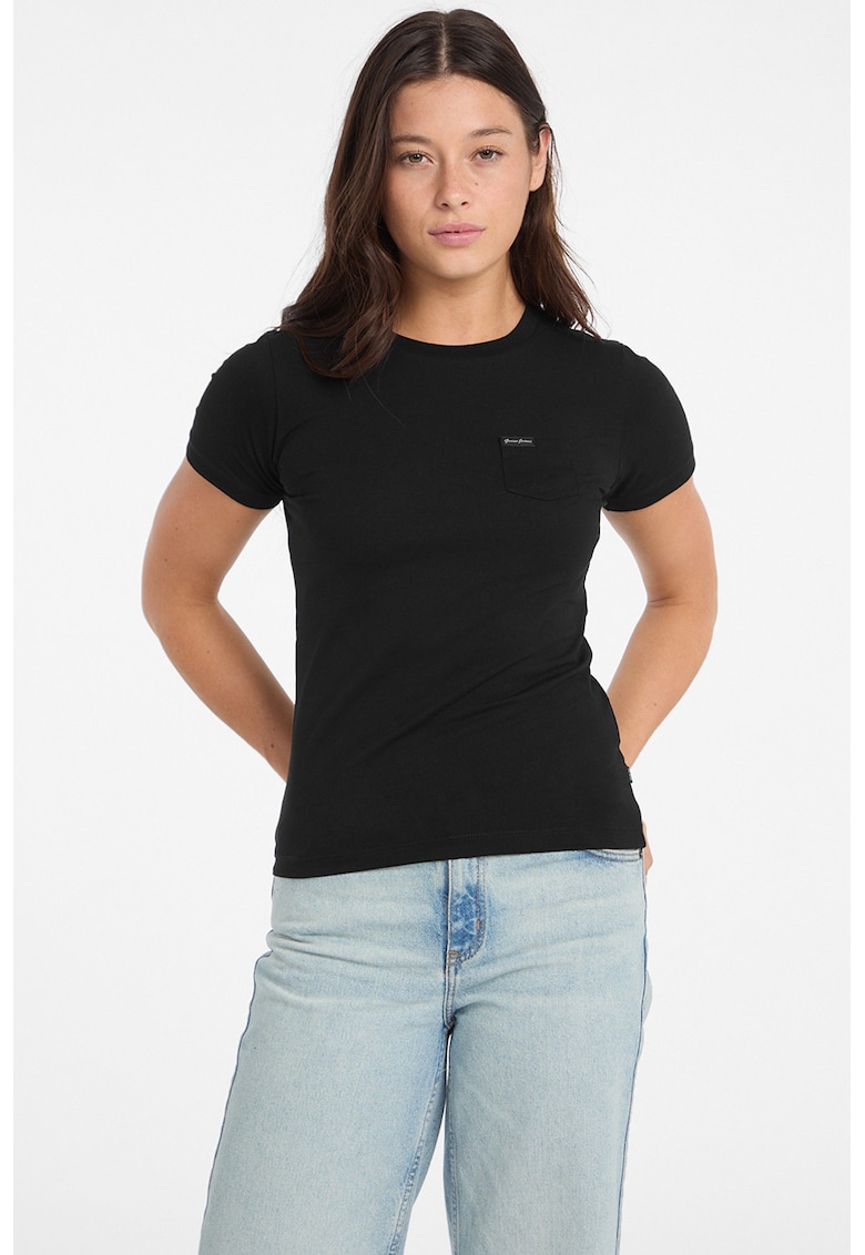 Tricou cu buzunar pe piept - Negru