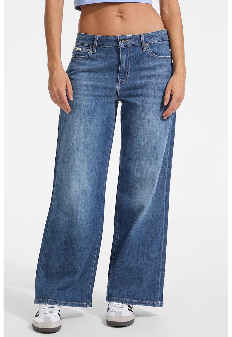 Blugi drepti din denim cu talie medie Blugi drepti din denim cu talie medie