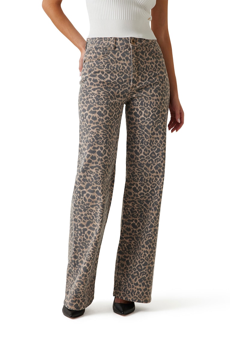 Pantaloni drepti cu animal print Pantaloni drepti cu animal print