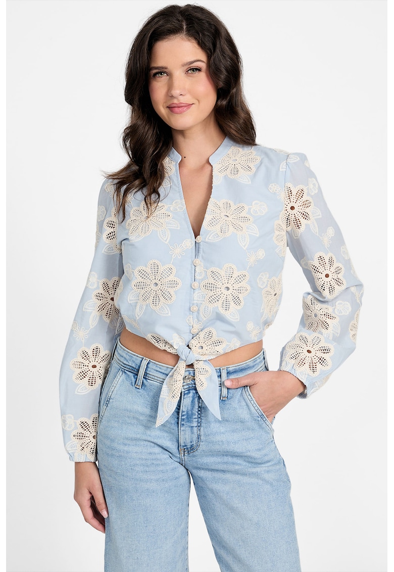 Camasa crop cu broderie