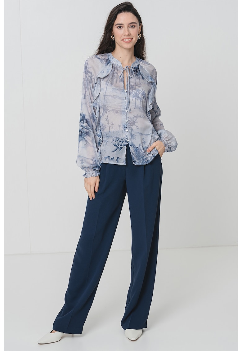 Camasa cu imprimeu grafic - Albastru inchis/Albastru prafuit