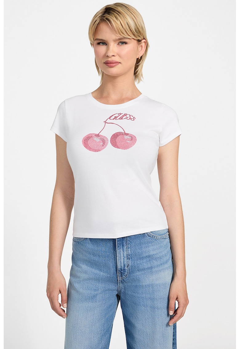 Tricou din amestec de modal cu aplicatii de strasuri