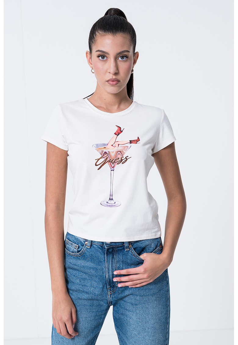 Tricou cu decolteu rotund si imprimeu