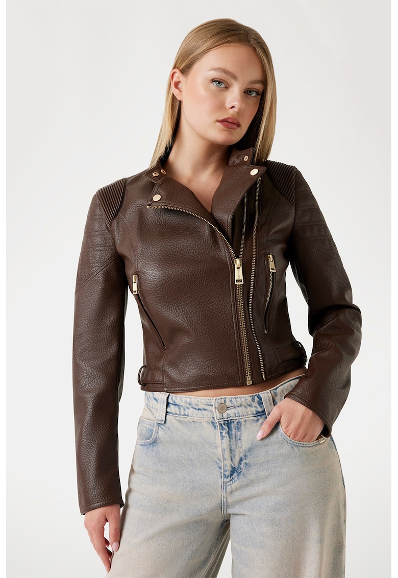 Jacheta crop din piele ecologica