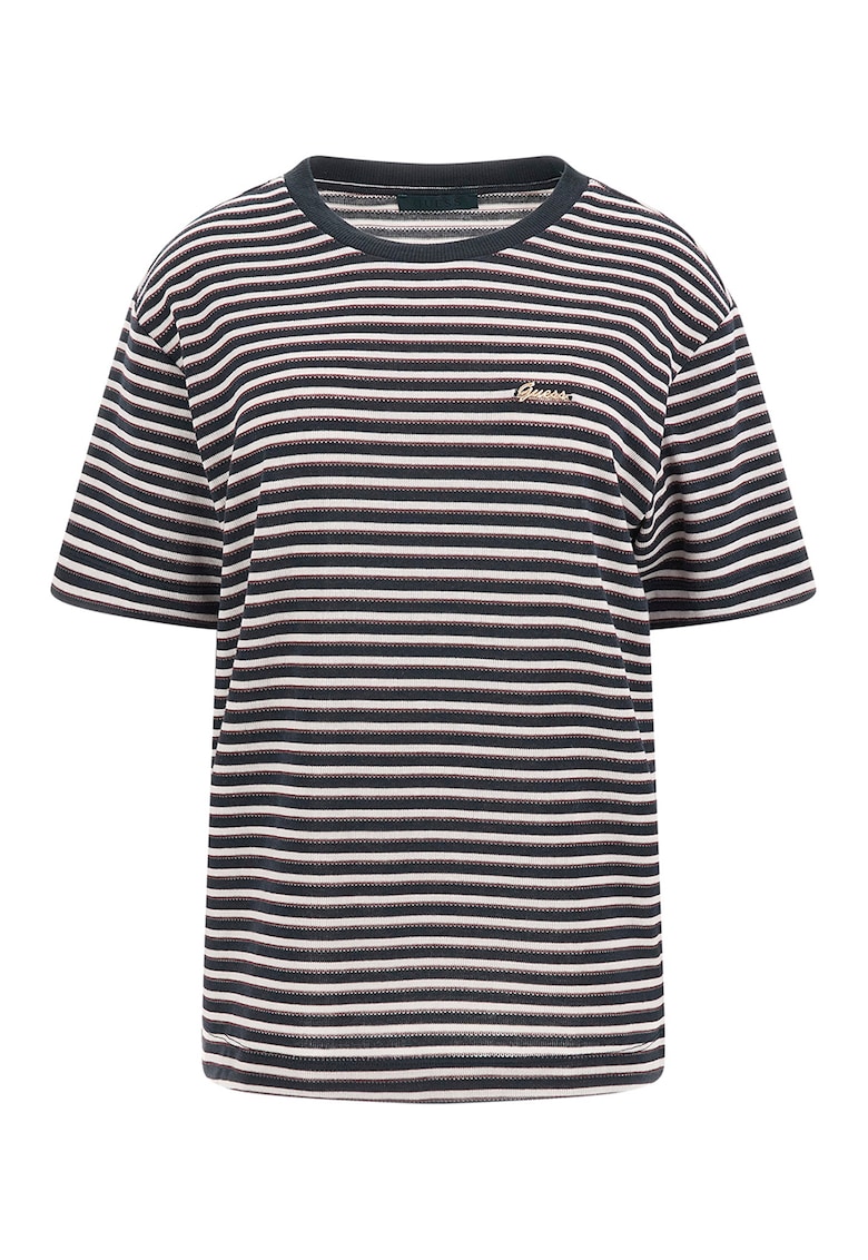 Tricou cu model in dungi si logo metalizat