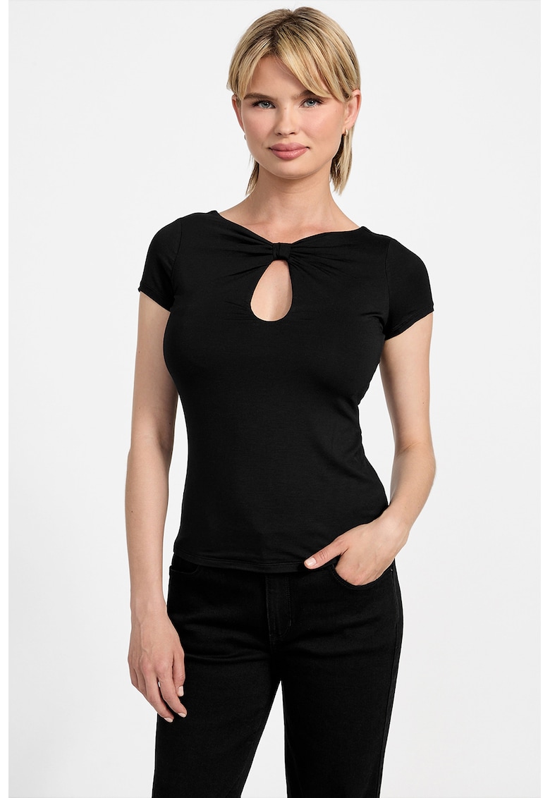 Tricou cambrat din amestec de denim