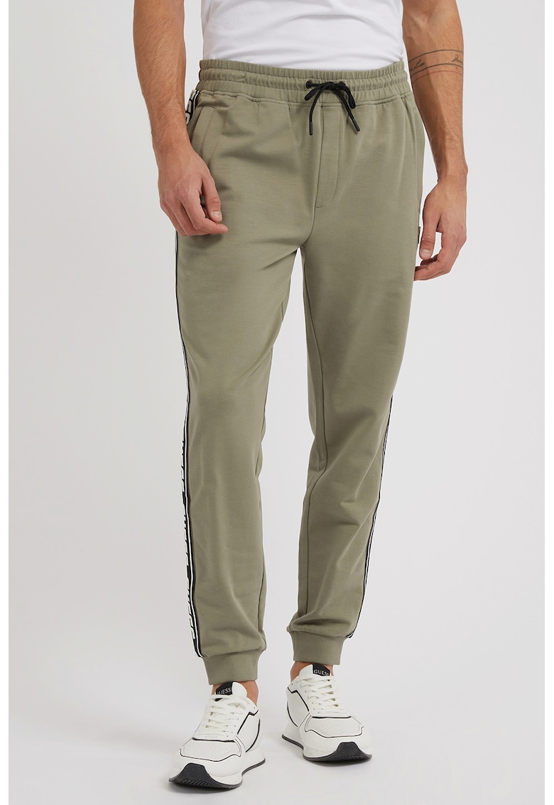 Pantaloni de trening cu benzi logo laterale si snur