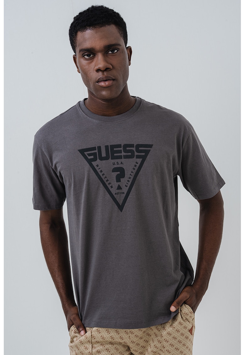Tricou relaxed fit cu logo - Gri inchis