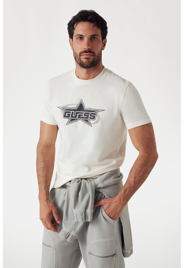 Tricou regular fit cu imprimeu logo pe partea din fata