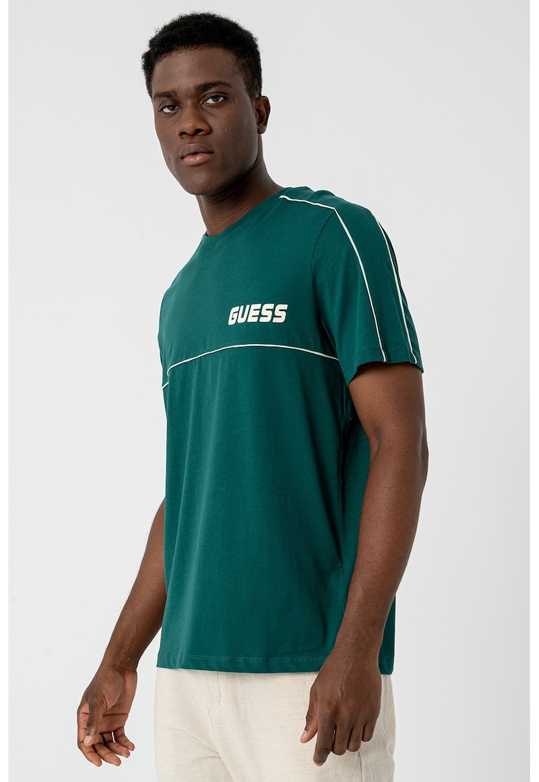 Tricou din bumbac cu logo - Verde pal/Verde englez