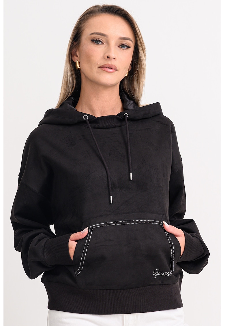 Hanorac catifelat cu aplicatii cu strasuri