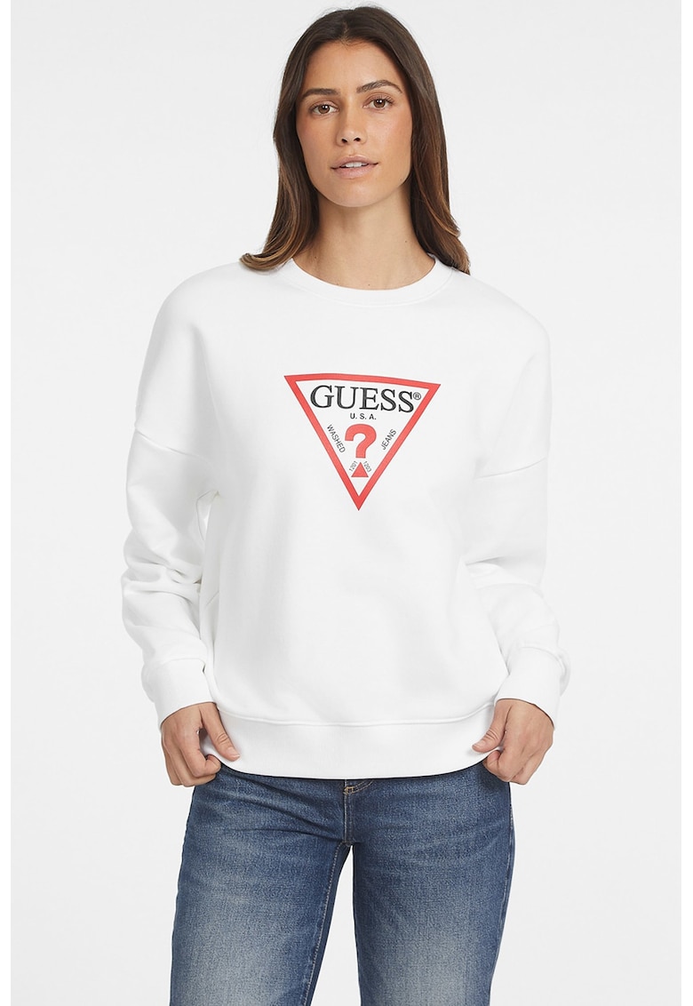 Bluza de trening cu croiala lejera - decolteu la baza gatului si logo