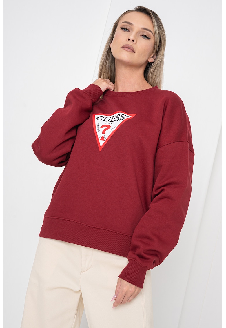 Bluza de trening cu croiala lejera - decolteu la baza gatului si logo