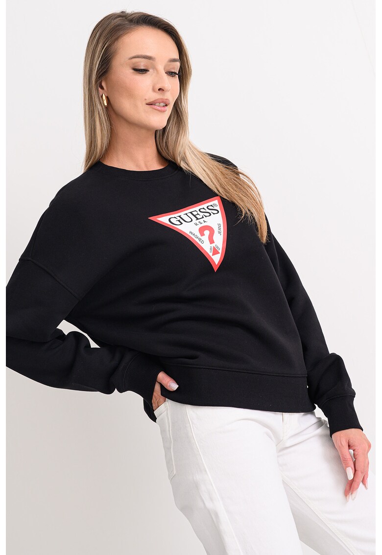 Bluza de trening cu croiala lejera - decolteu la baza gatului si logo