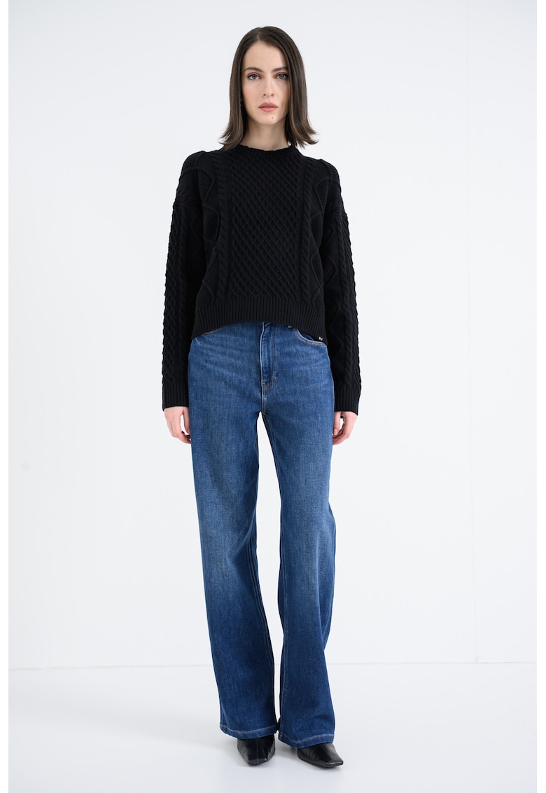 Blugi evazati cu talie inalta - Albastru