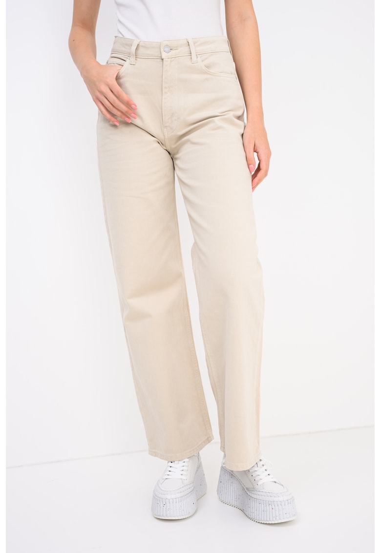 Blugi cu talie inalta si croiala ampla - Bej