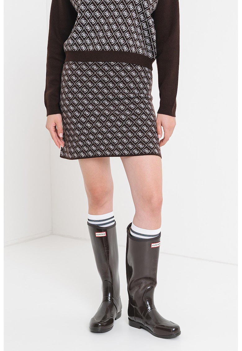 Fusta din amestec de lana cu model monograma