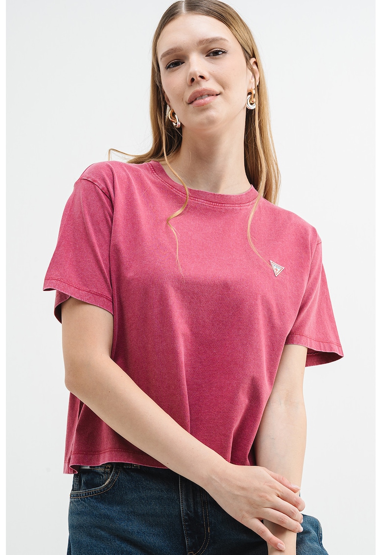 Tricou crop cu logo - Rosu stins