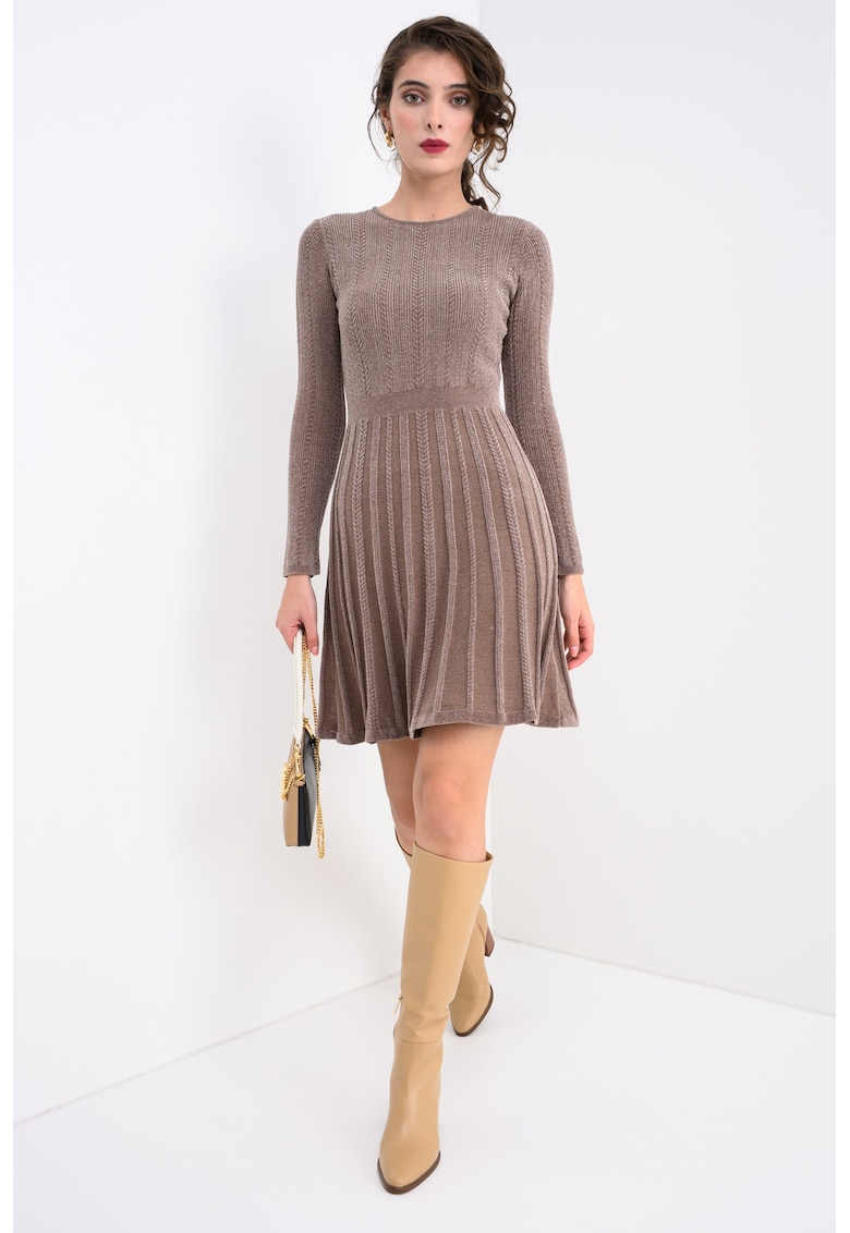 Rochie-pulover cu pliuri - Maro deschis