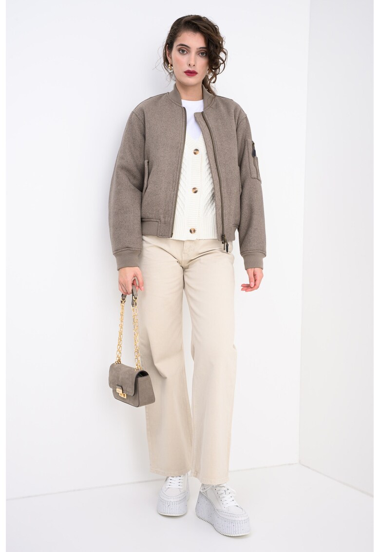 Jacheta bomber din amestec de lana